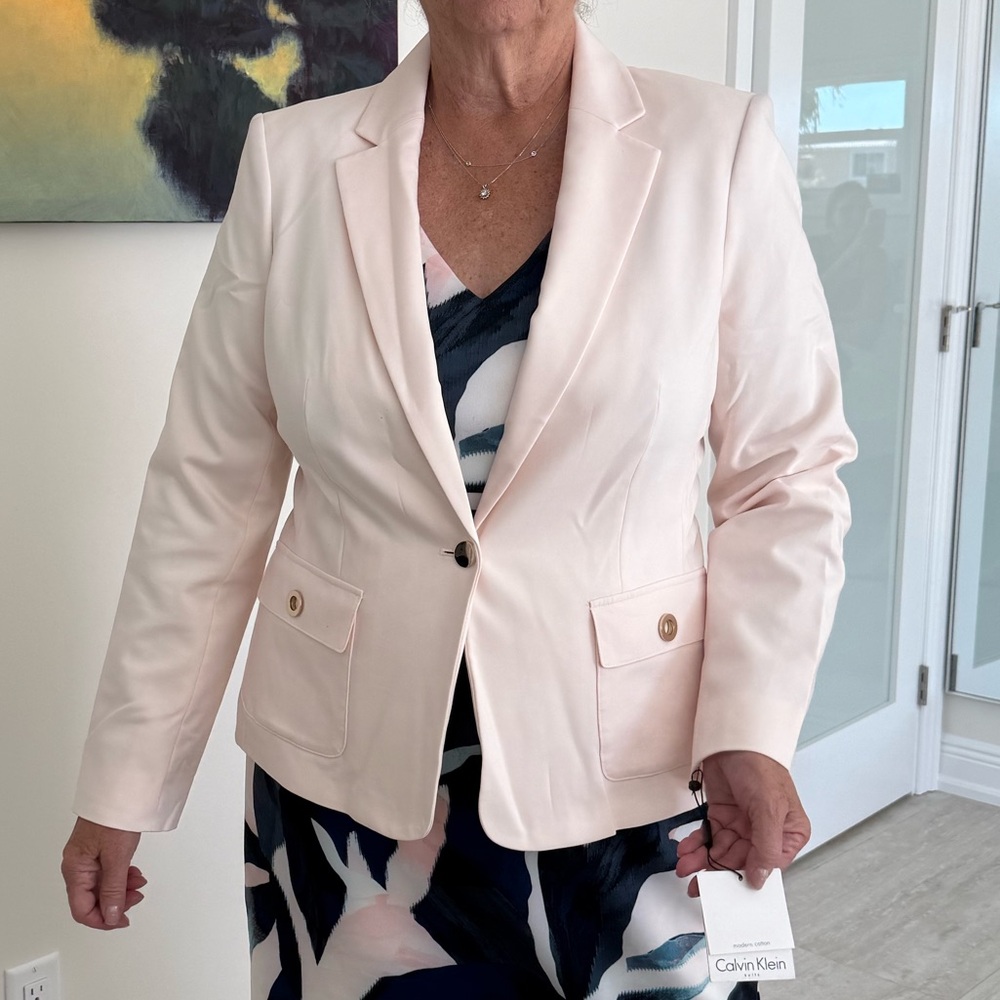 Calvin Klein Soft Pink Stretchy Blazer